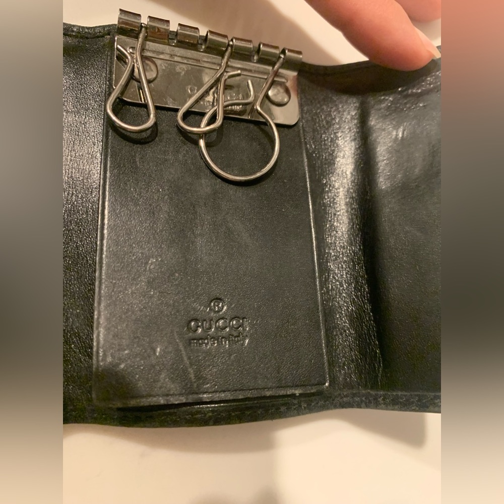 Vintage Gucci GG logo black Canvas and Leather Key Case Holder Wallet Organizer - Picture 10 of 12